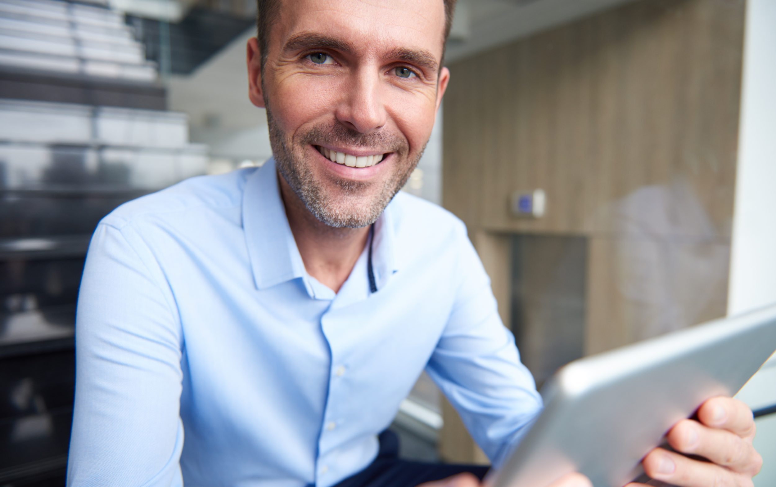 Man with tablet